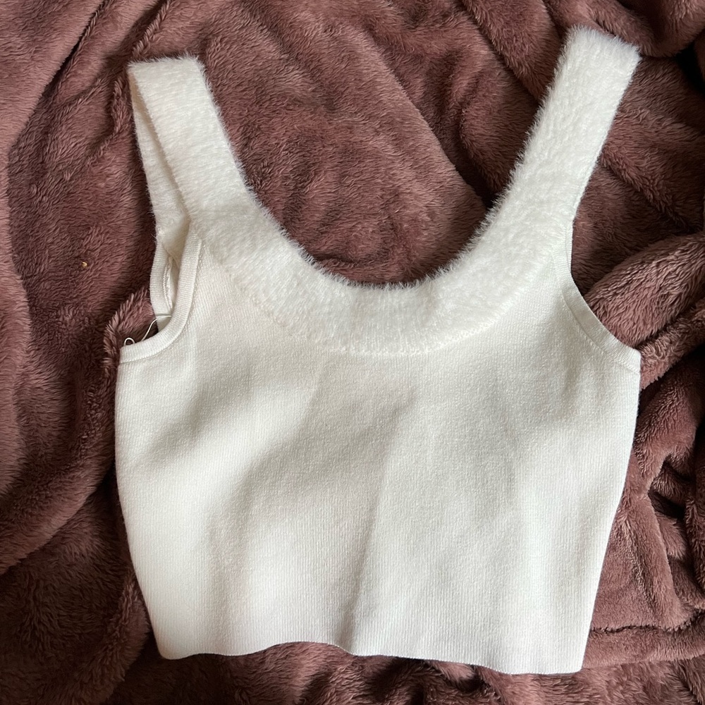 Pacsun White Fuzzy Tank Top